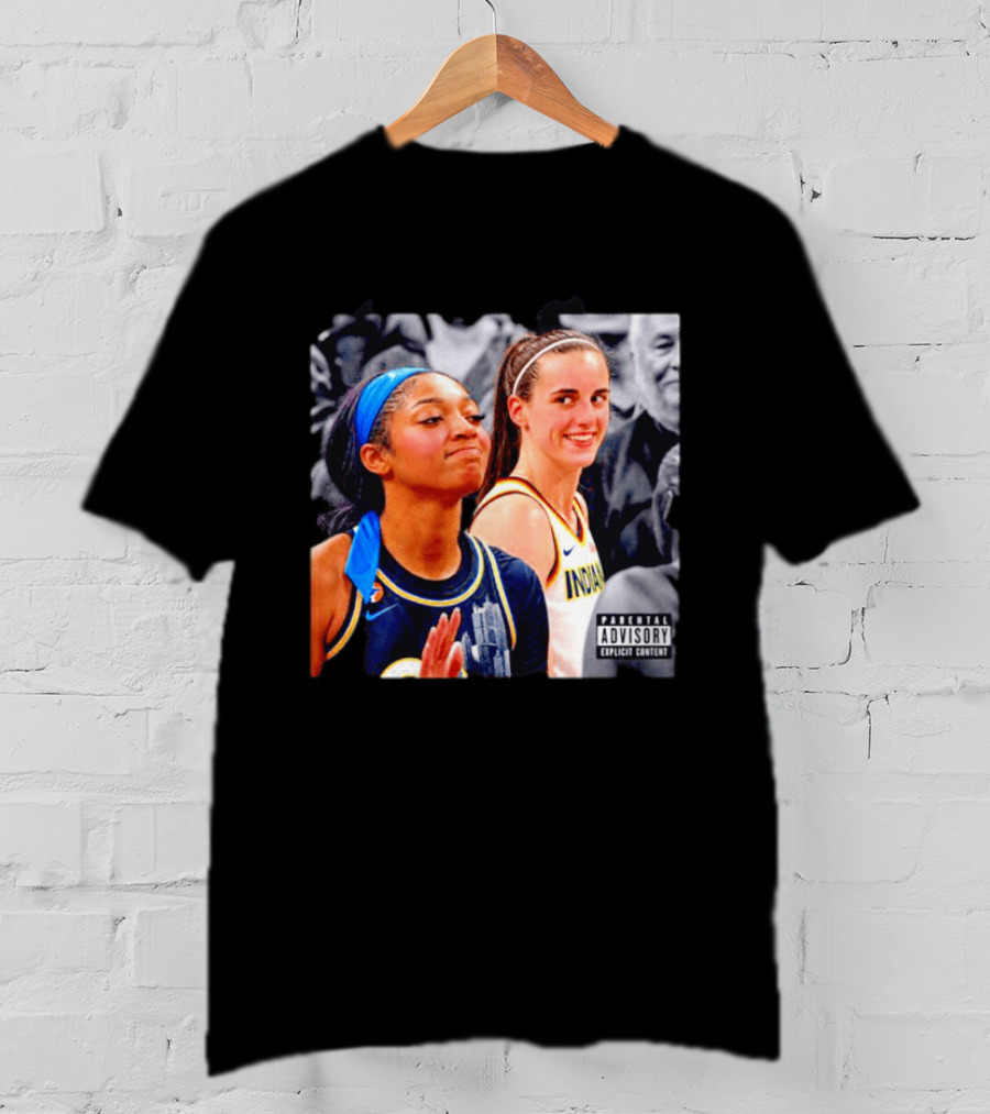Caitlin Clark Angel Reese Parental Advisory Explicit Content T-Shirt