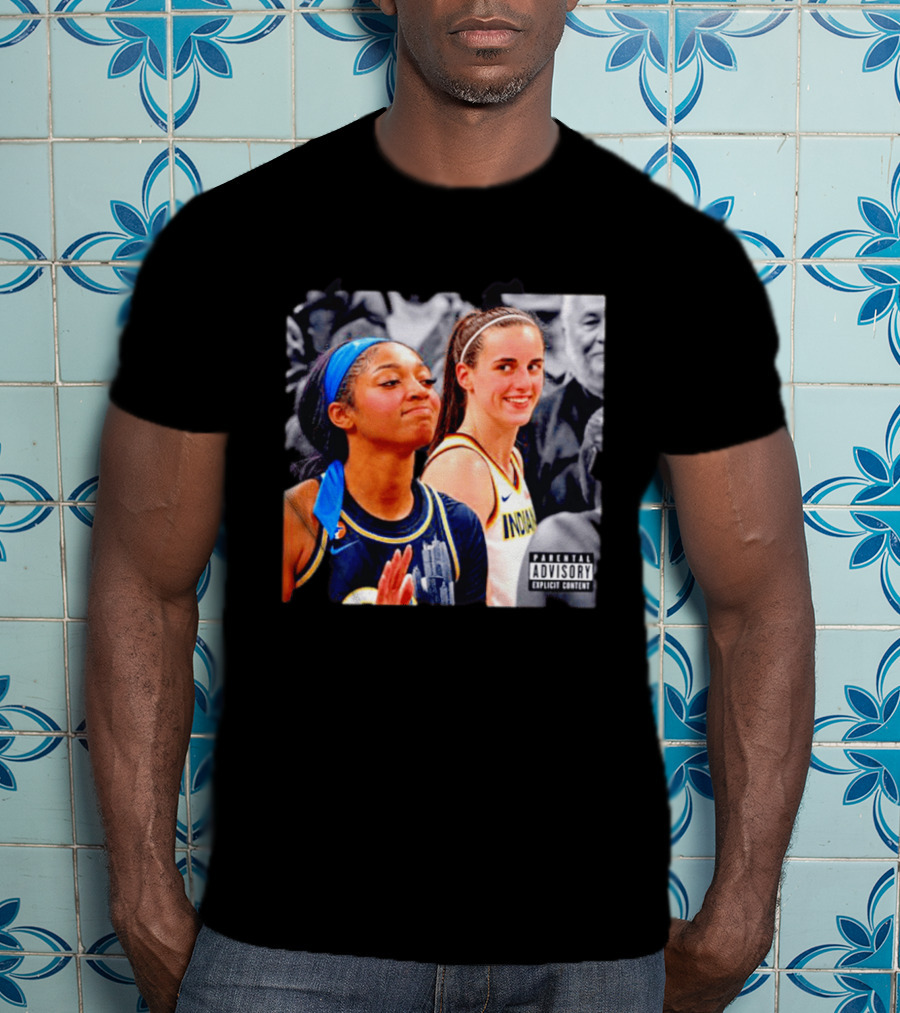 Caitlin Clark Angel Reese Parental Advisory Explicit Content T-Shirt