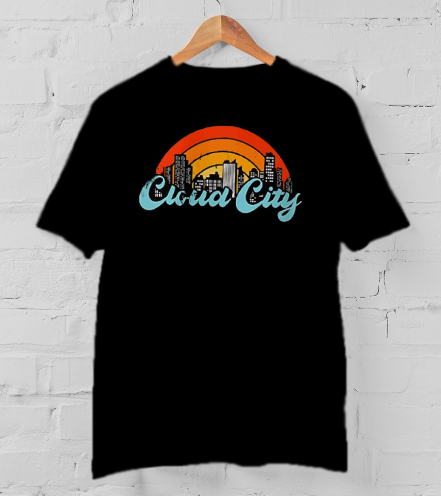 Cloud City Ganja White Night Skyline Retro Vibes T-Shirt