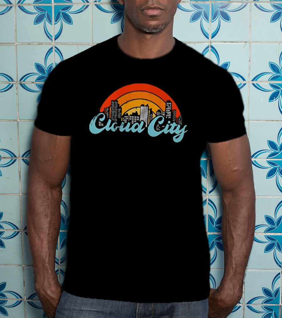 Cloud City Ganja White Night Skyline Retro Vibes T-Shirt