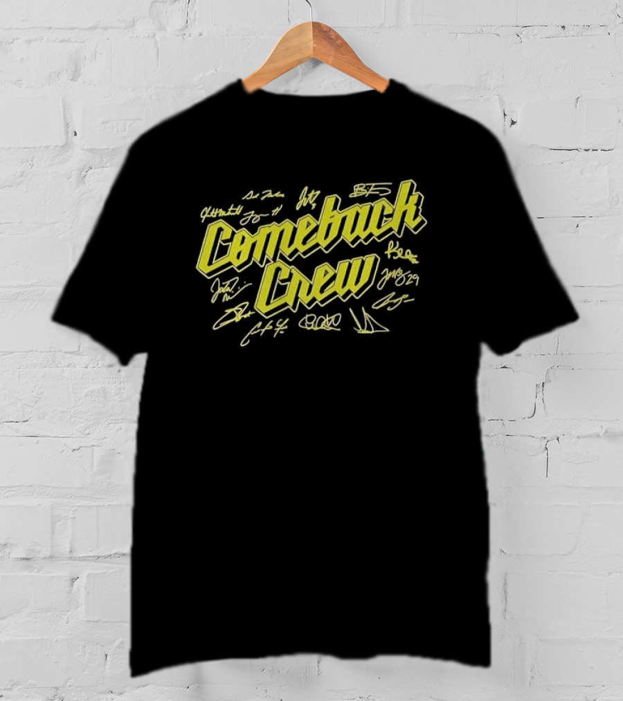 Comeback Crew Yellow 3D Lettering With Player Signatures Black T-Shirt