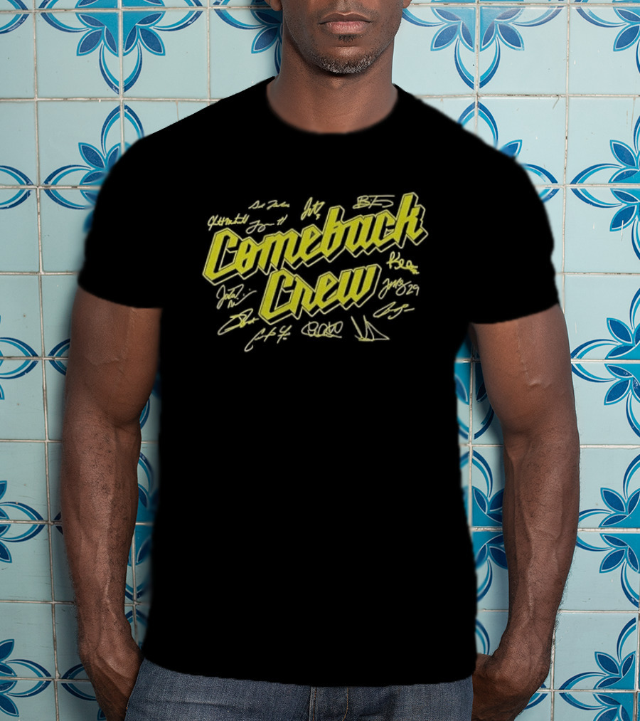 Comeback Crew Yellow 3D Lettering With Player Signatures Black T-Shirt