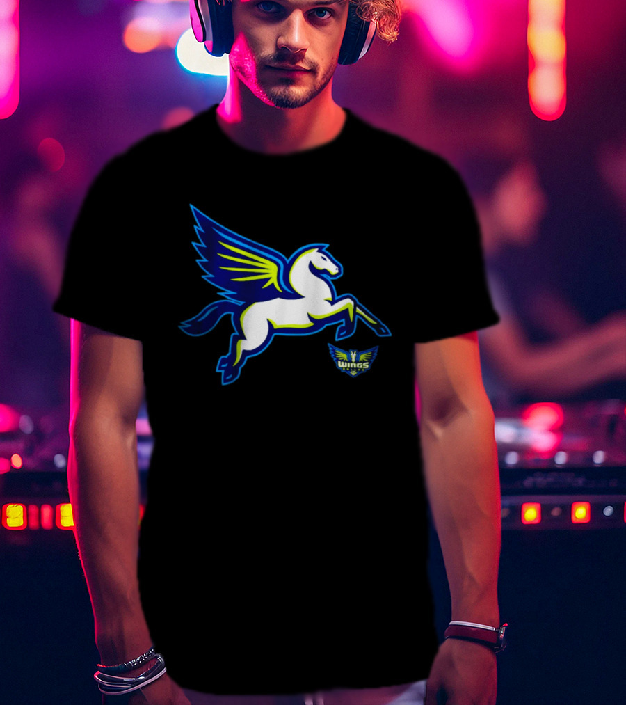 Dallas Wings Pegasus Bold Icon Blue Green T-Shirt