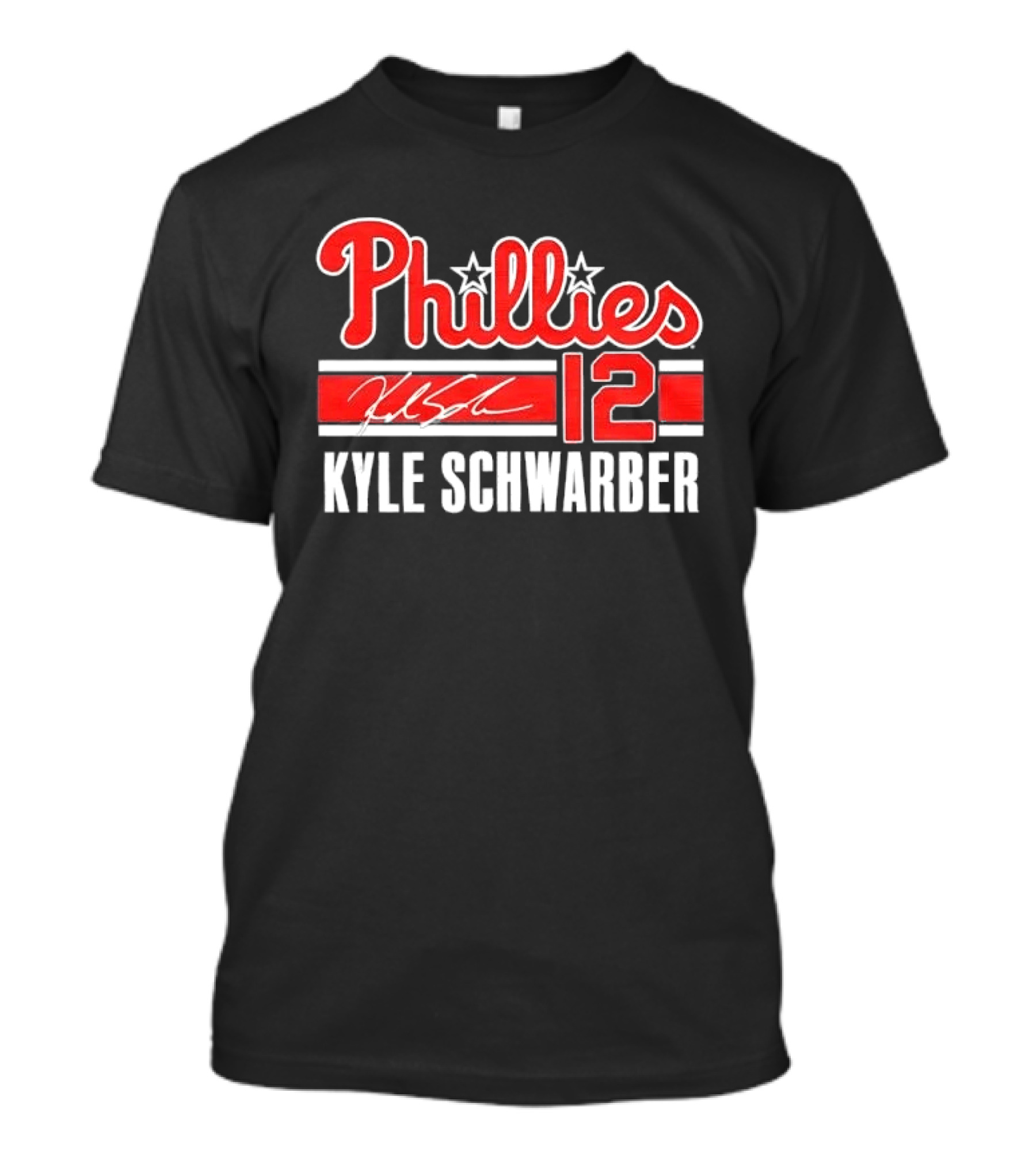 Phillies Kyle Schwarber 12 Red Script Stars Philadelphia MLB Distressed T-Shirt