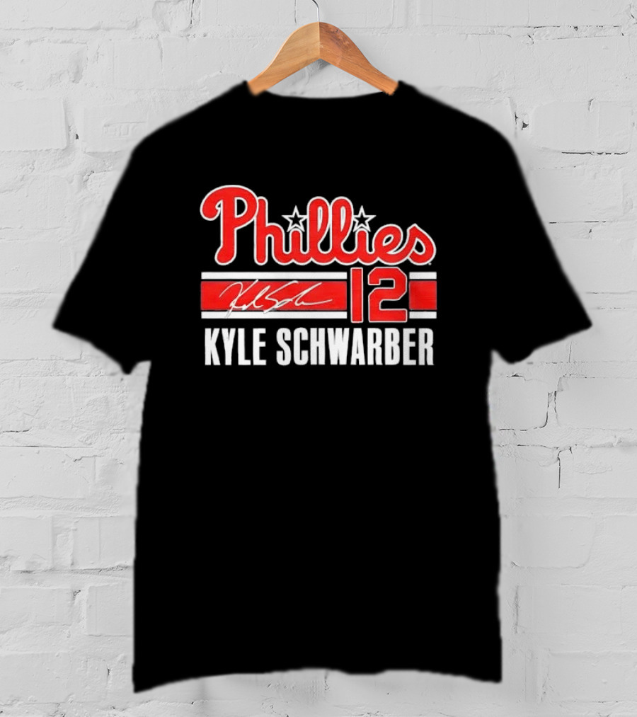 Phillies Kyle Schwarber 12 Red Script Stars Philadelphia MLB Distressed T-Shirt