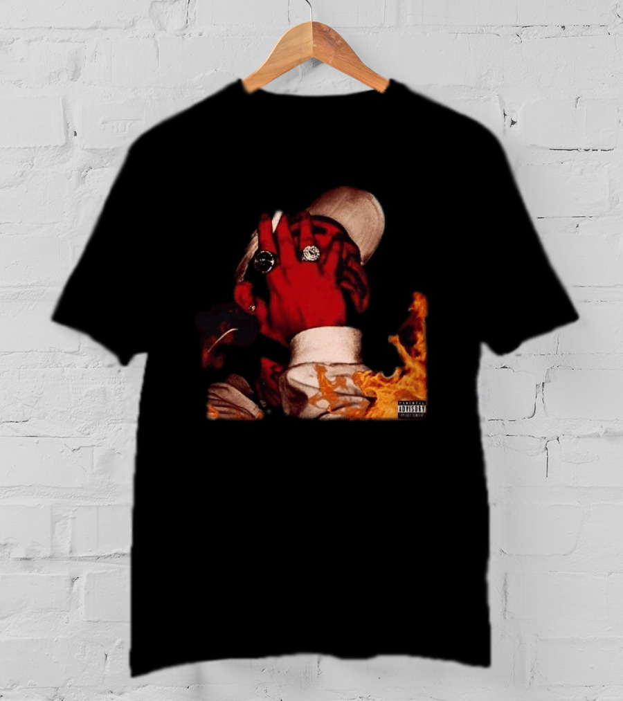 Post Malone August 26 Album Cover Art With Tracklist Featuring Rings And Flames T-Shirt