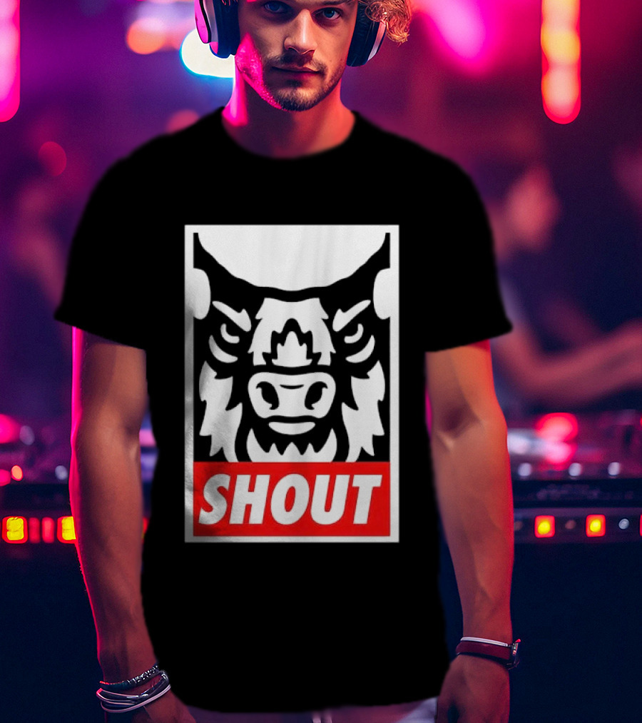 Shout Buffalo Bison Stylized Face T-Shirt