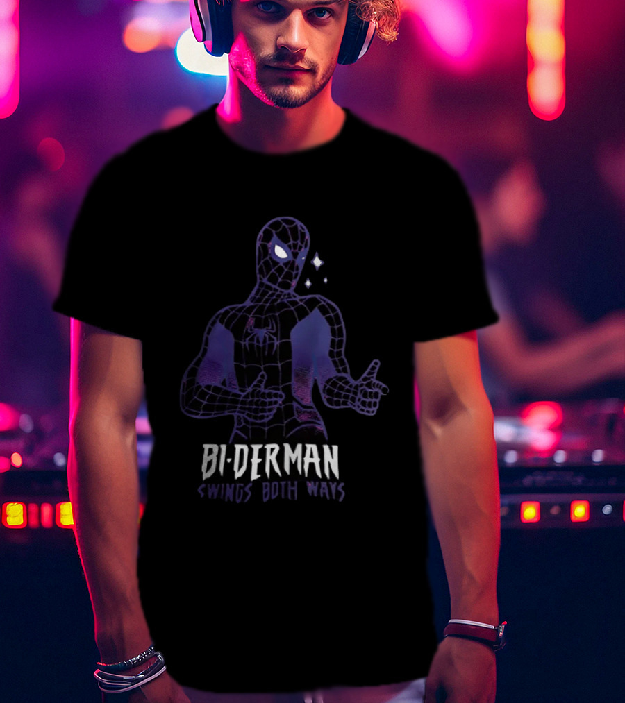 Bi Derman Swings Both Ways Spider Man T-Shirt