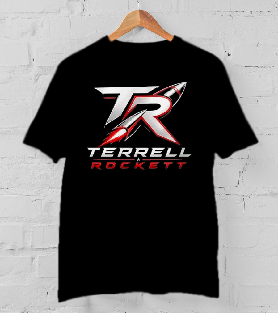 Terrell Rockett Silver Metallic Monogram TR Rocket Terrell Rockett T-Shirt