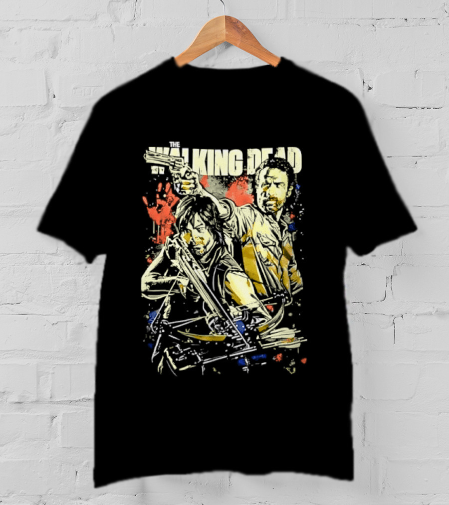 The Walking Dead Rick Grimes Daryl Dixon Crossbow T-Shirt
