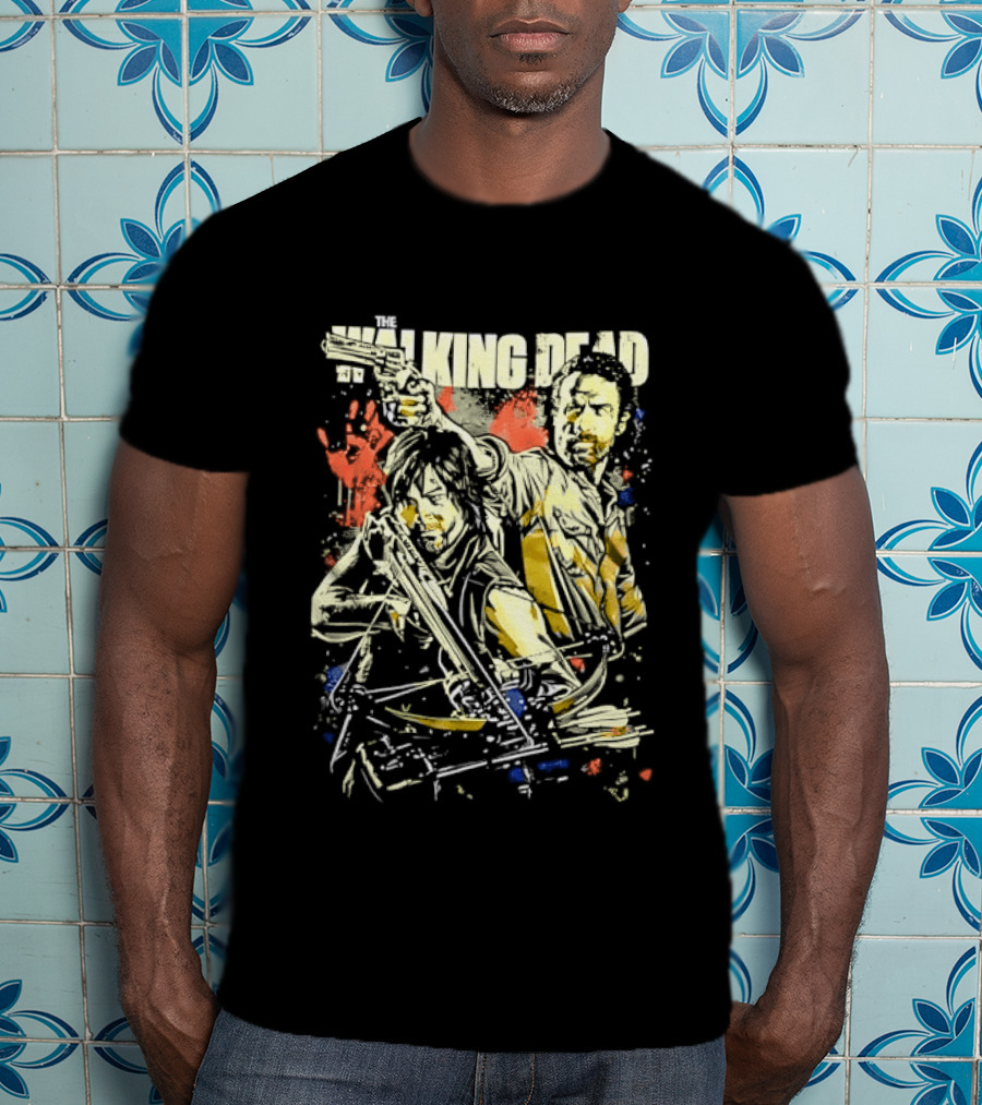 The Walking Dead Rick Grimes Daryl Dixon Crossbow T-Shirt
