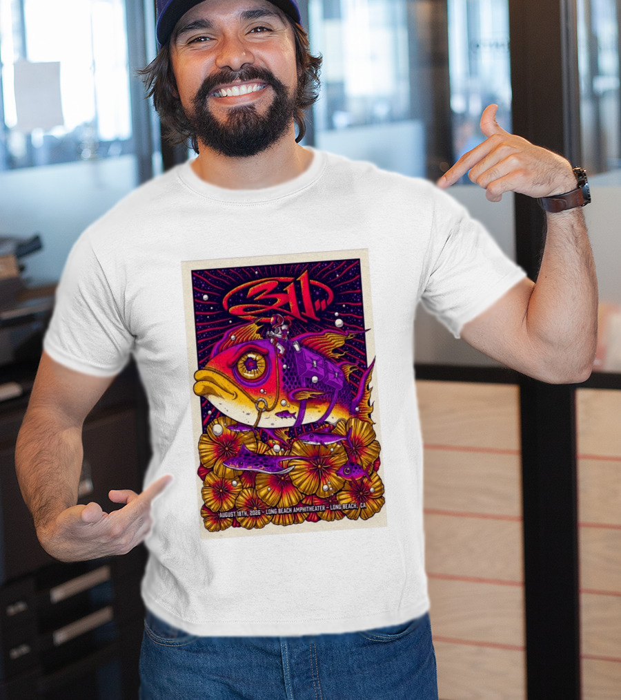 311 August 18 2026 Long Beach Amphitheater CA Psychedelic Fish And Astronaut T-Shirt