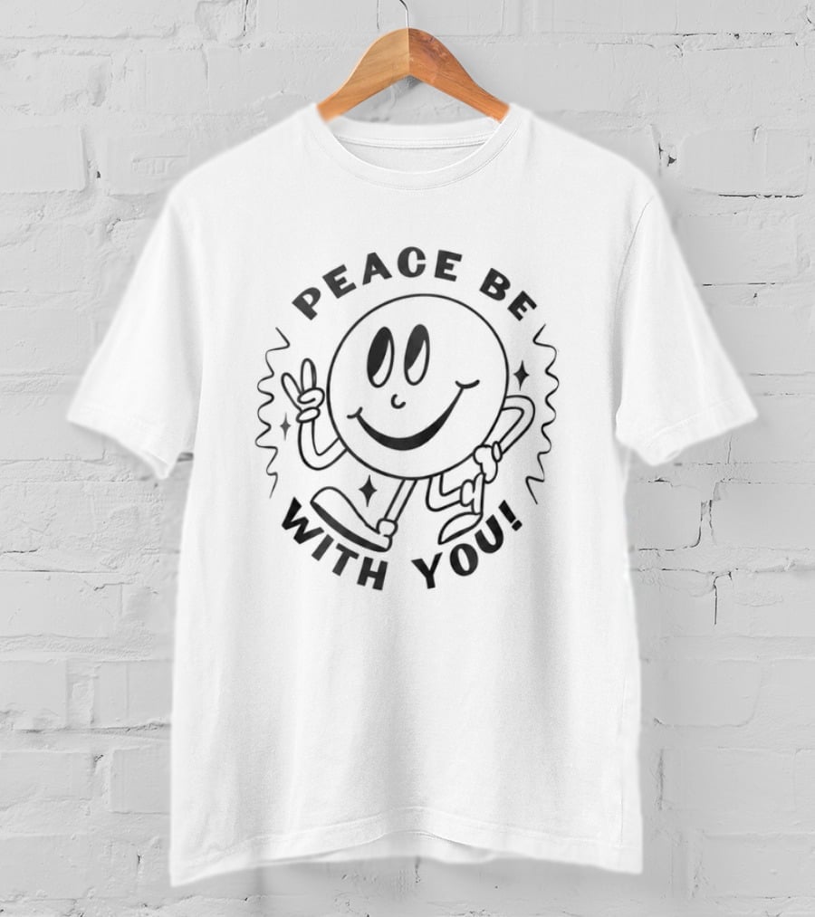 Ben Brown Peace Be With You Smiley Face Peace Sign T-Shirt
