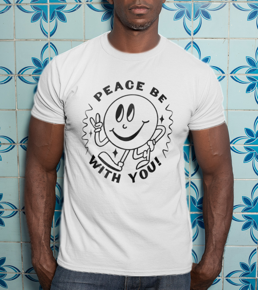 Ben Brown Peace Be With You Smiley Face Peace Sign T-Shirt