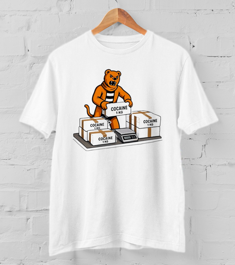 Cocaine 1 Kg Cartoon Orange Tiger Packages Scale T-Shirt