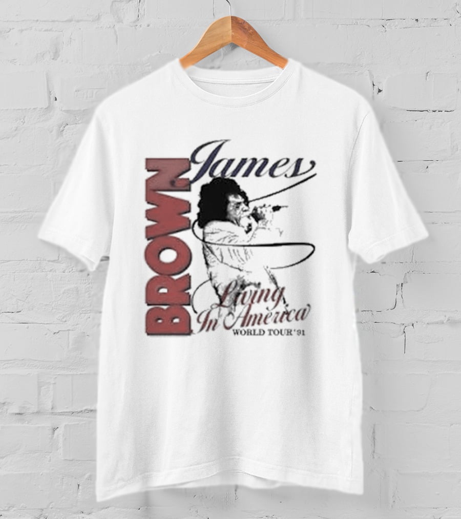 James Brown Living In America World Tour 1980s Retro Music Legend T-Shirt