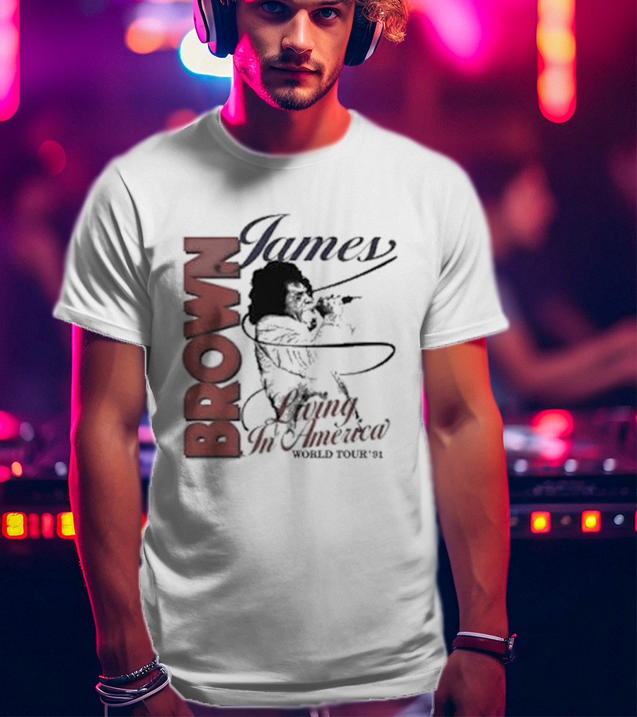 James Brown Living In America World Tour 1980s Retro Music Legend T-Shirt