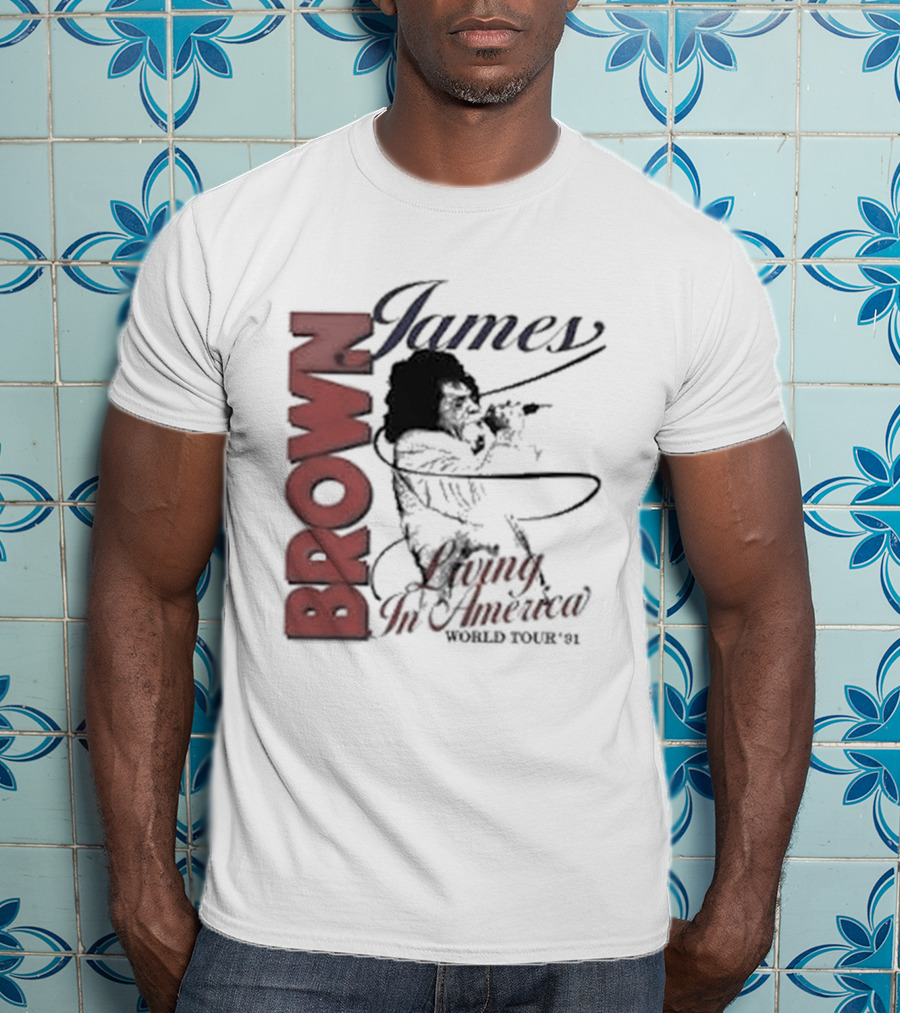 James Brown Living In America World Tour 1980s Retro Music Legend T-Shirt