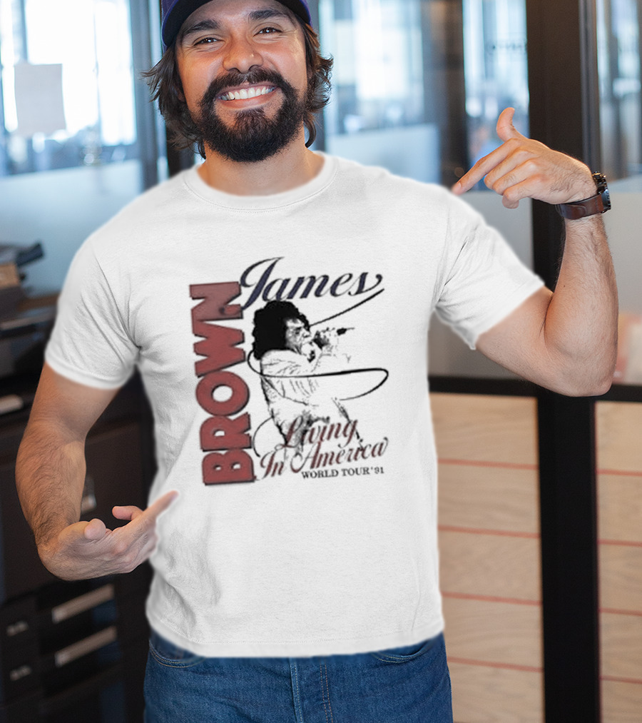 James Brown Living In America World Tour 1980s Retro Music Legend T-Shirt