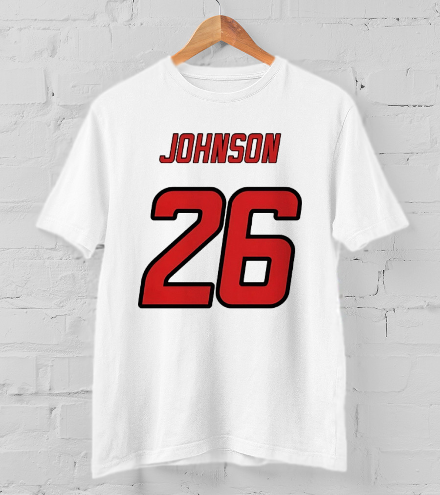 Johnson 26 Red Athletic Jersey Number Sports T-Shirt