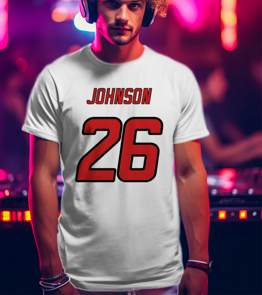 Johnson 26 Red Athletic Jersey Number Sports T-Shirt
