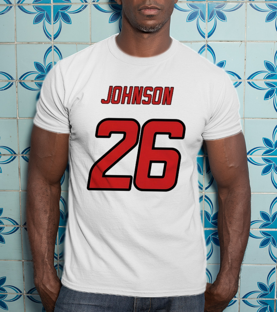 Johnson 26 Red Athletic Jersey Number Sports T-Shirt