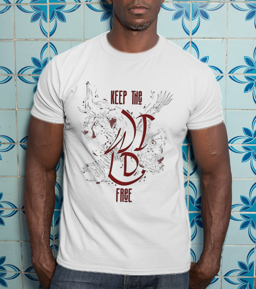 Keep The Wild Free Cheetah Elephant Eagle Wildlife Conservation T-Shirt