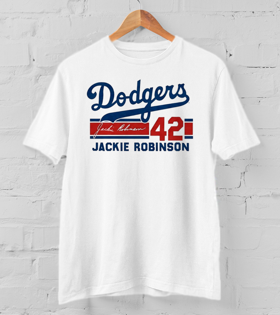 Dodgers Jackie Robinson 42 Stripes T-Shirt