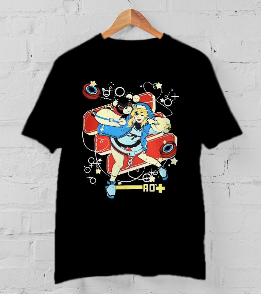 Ao2 Plus Anime Girl And Black Bear With Yoyo And Playful T-Shirt