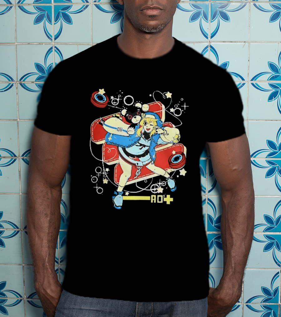 Ao2 Plus Anime Girl And Black Bear With Yoyo And Playful T-Shirt