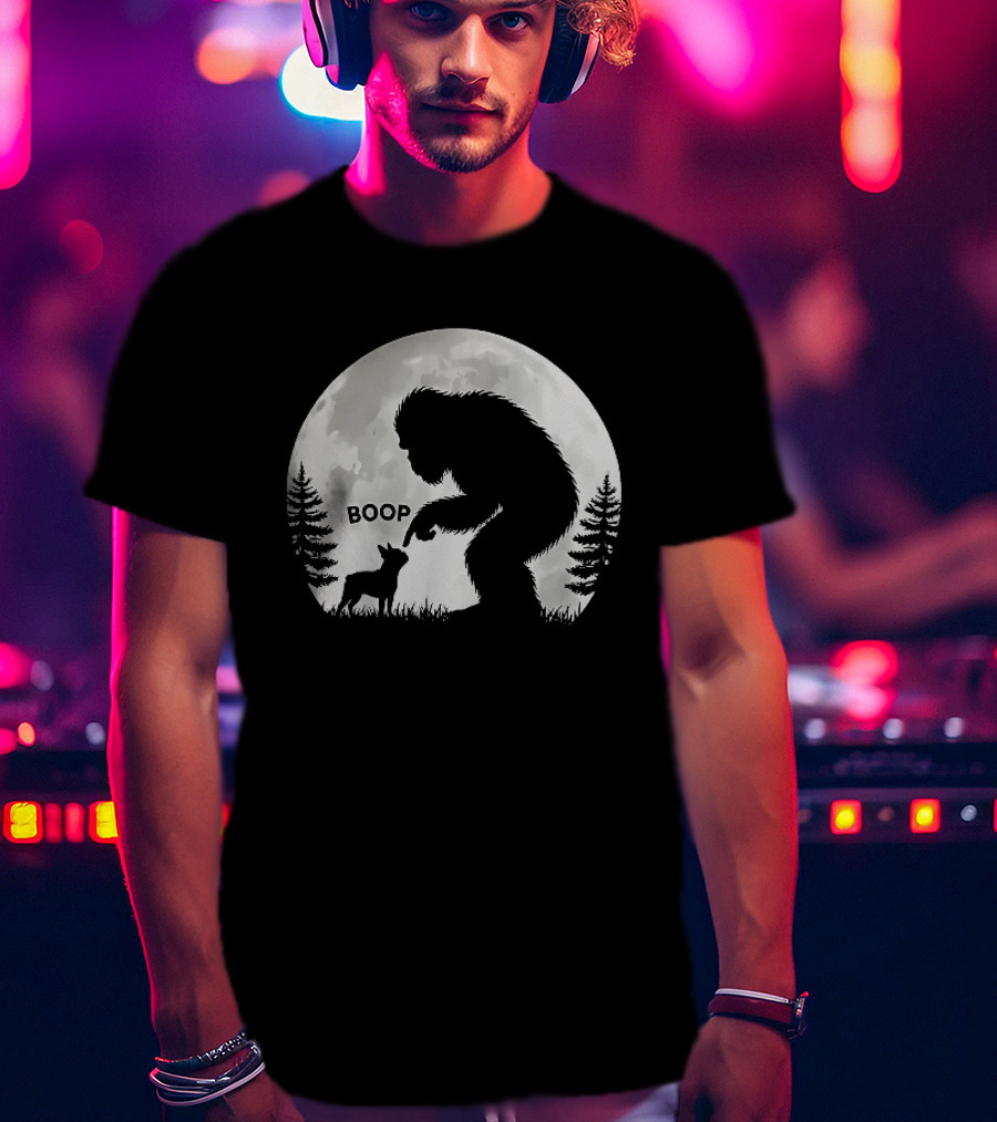 Bigfoot Boop Moonlight Boston Terrier T-Shirt