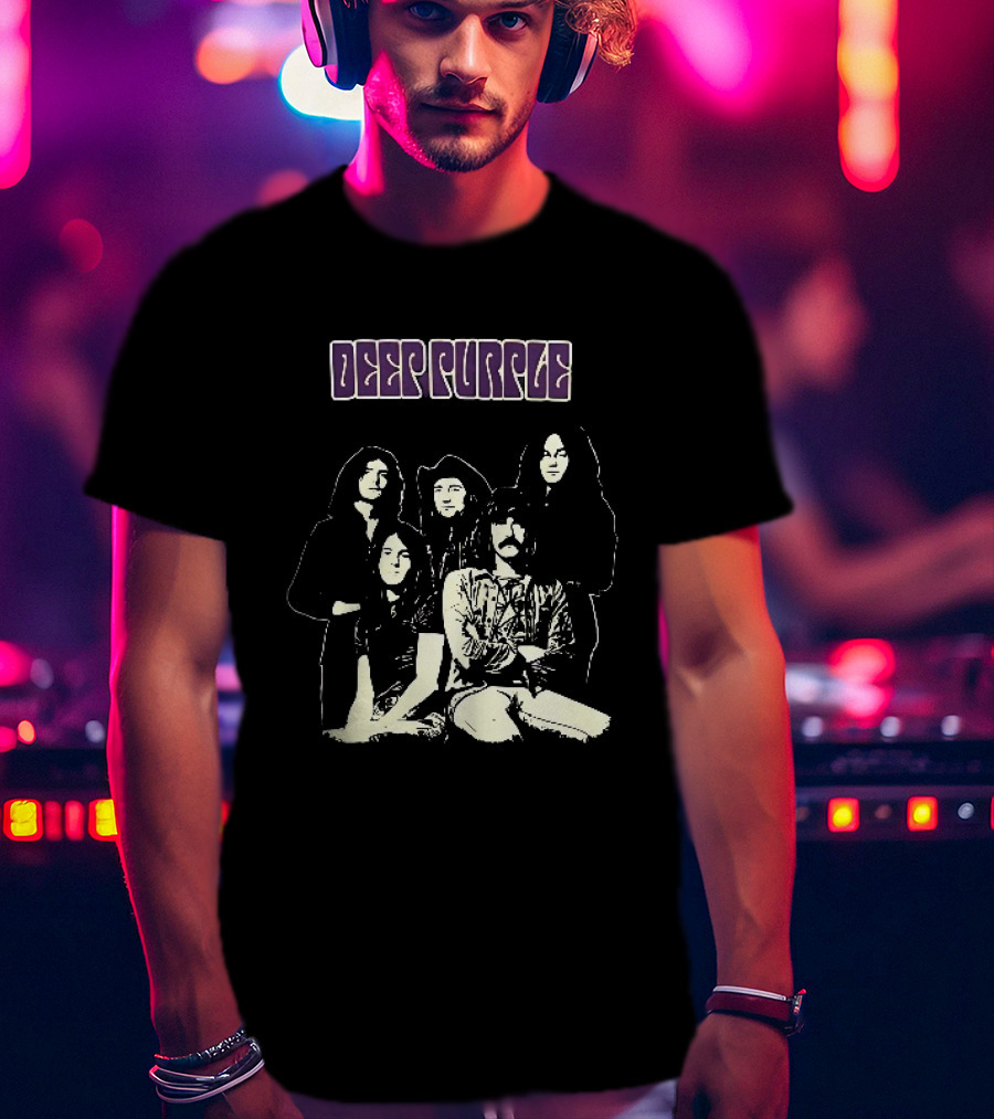 Deep Purple Band Members High Contrast Stencil Group Image T-Shirt