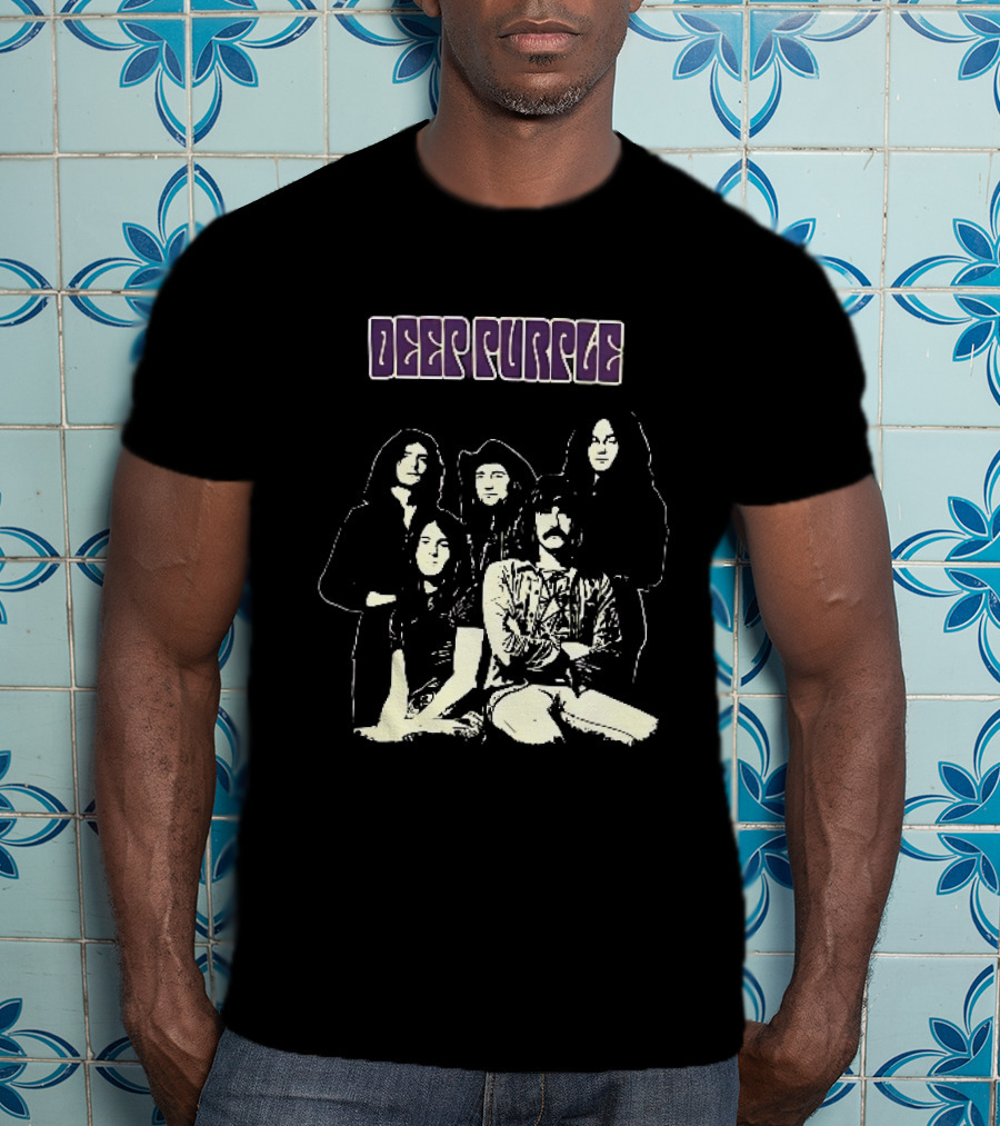 Deep Purple Band Members High Contrast Stencil Group Image T-Shirt