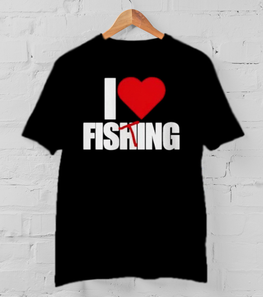 I Heart Fishing With Rod And Hook T-Shirt