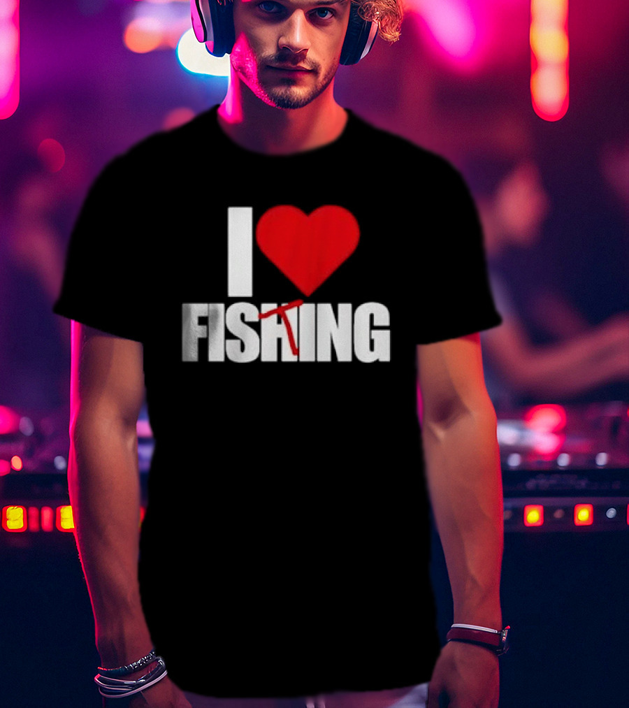 I Heart Fishing With Rod And Hook T-Shirt