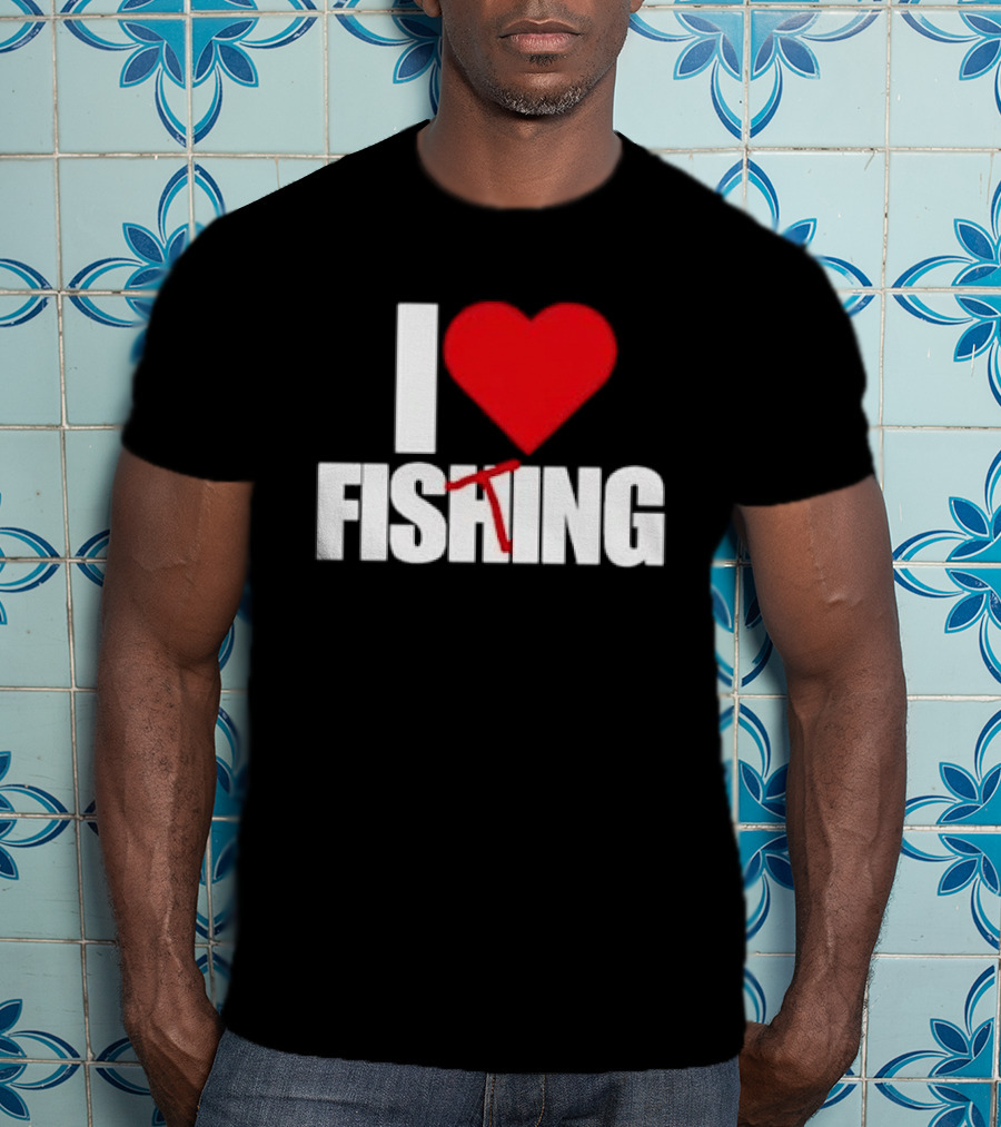 I Heart Fishing With Rod And Hook T-Shirt