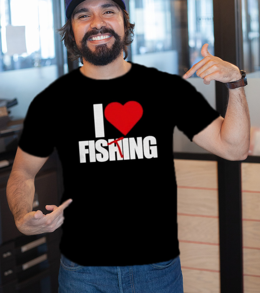 I Heart Fishing With Rod And Hook T-Shirt
