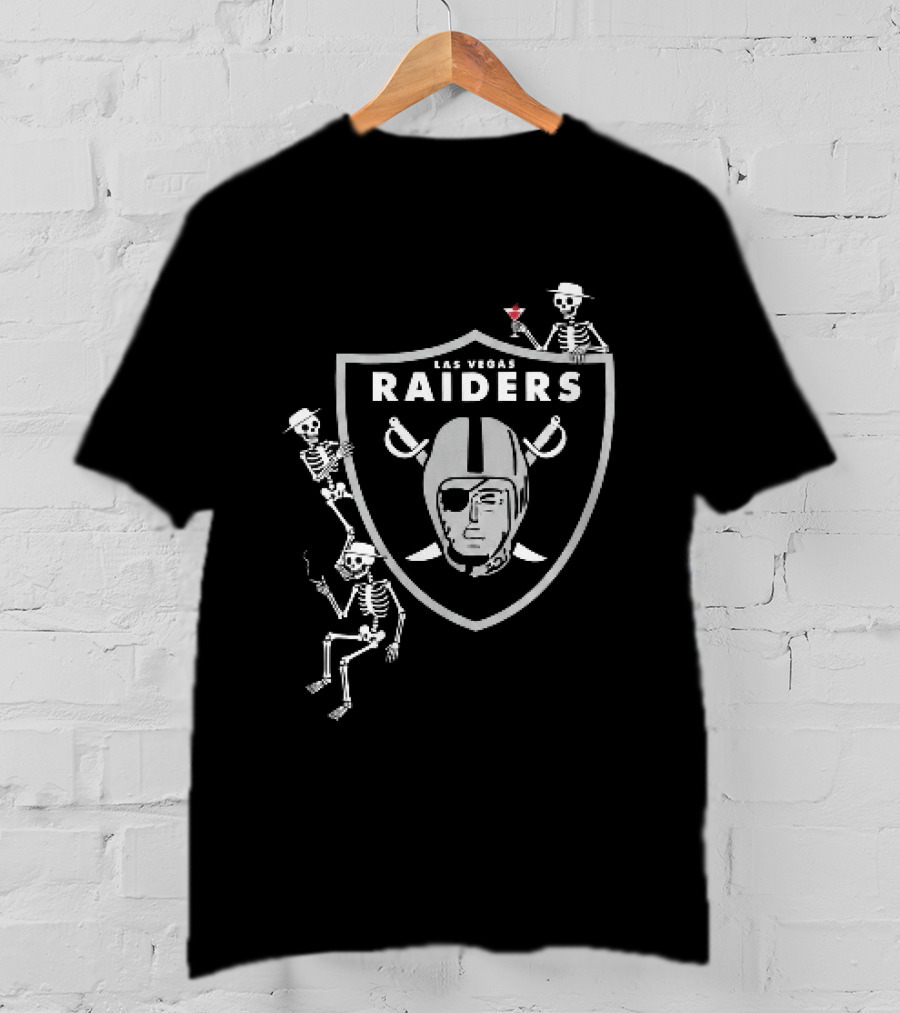 Las Vegas Raiders Skeletons Martini Cigarette Hats NFL T-Shirt