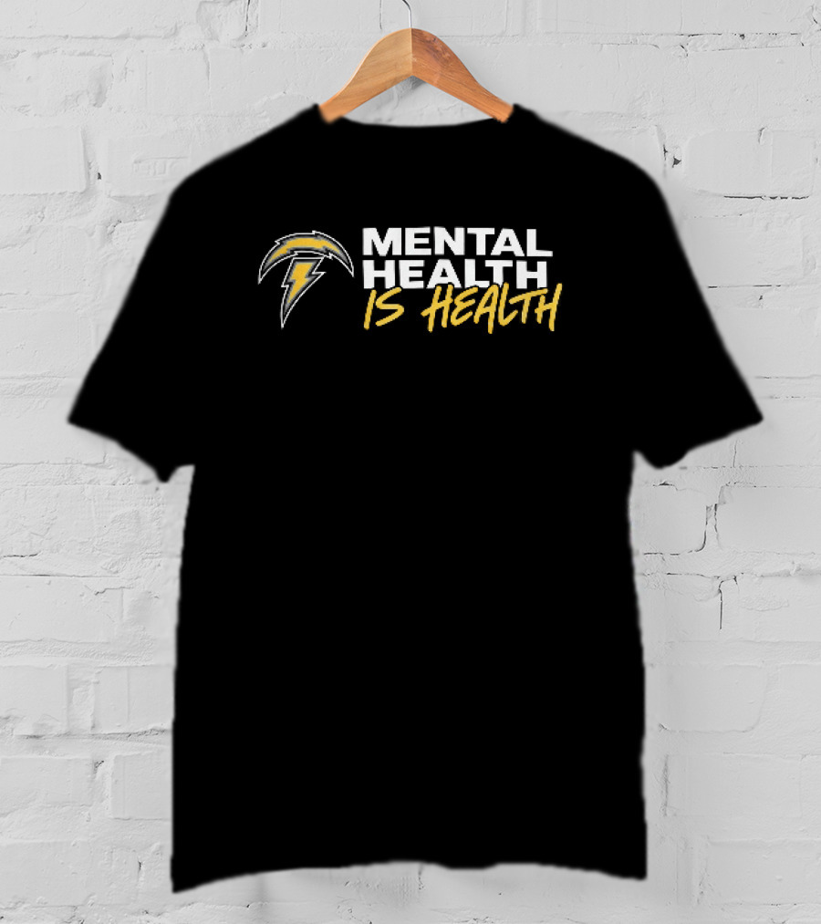 Los Angeles Chargers Mental Health Is Health Lightning Bolt T-Shirt