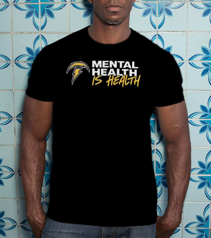 Los Angeles Chargers Mental Health Is Health Lightning Bolt T-Shirt