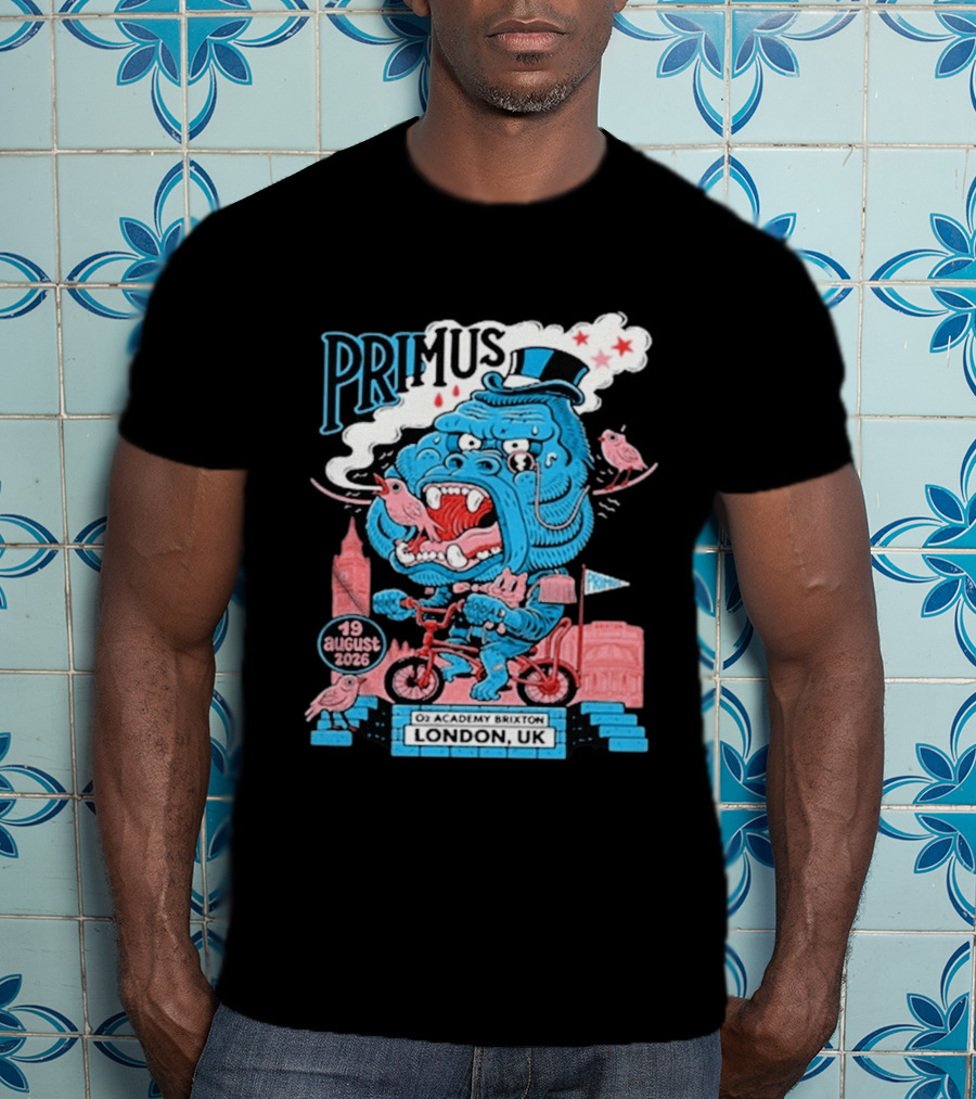 Primus 19 August 2026 O2 Academy Brixton London UK Blue Monster T-Shirt