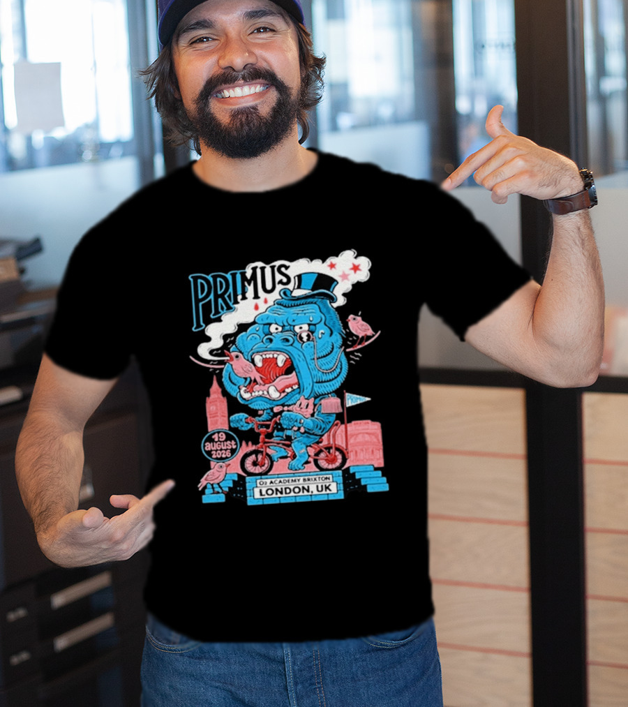Primus 19 August 2026 O2 Academy Brixton London UK Blue Monster T-Shirt