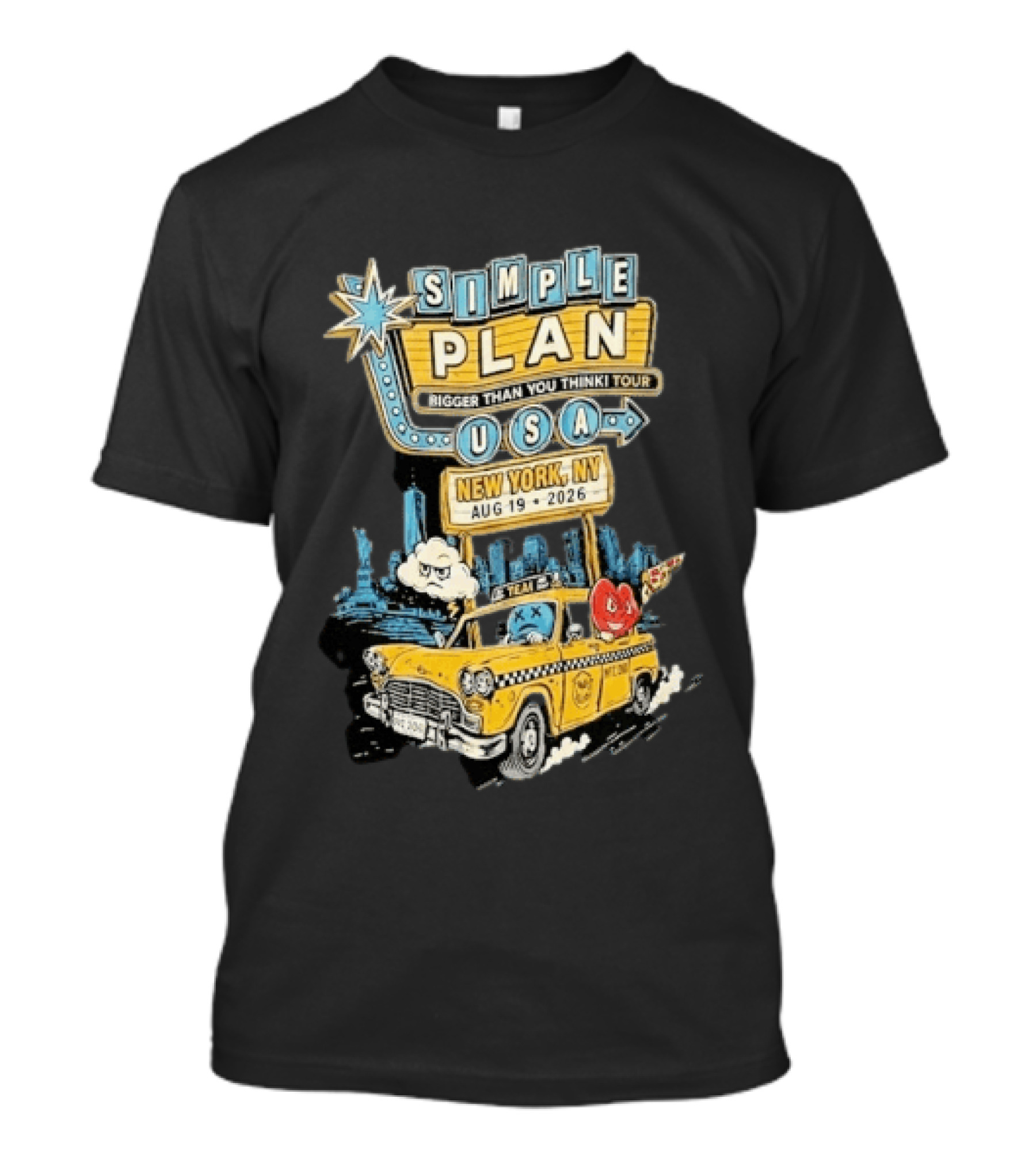 Simple Plan Bigger Than You Think Tour 2026 USA New York Event August 19 Capital One City Parks Foundation SummerStage Taxi T-Shirt
