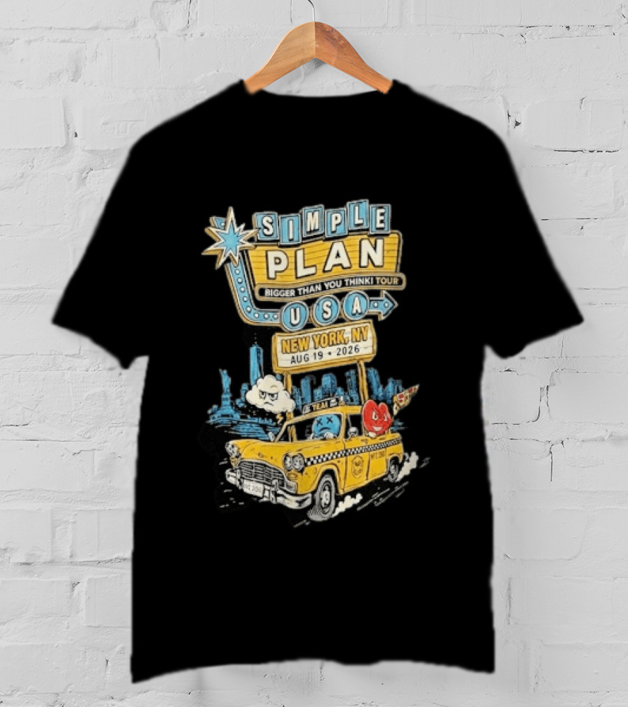 Simple Plan Bigger Than You Think Tour 2026 USA New York Event August 19 Capital One City Parks Foundation SummerStage Taxi T-Shirt
