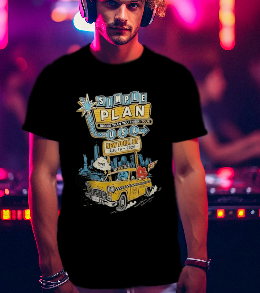 Simple Plan Bigger Than You Think Tour 2026 USA New York Event August 19 Capital One City Parks Foundation SummerStage Taxi T-Shirt
