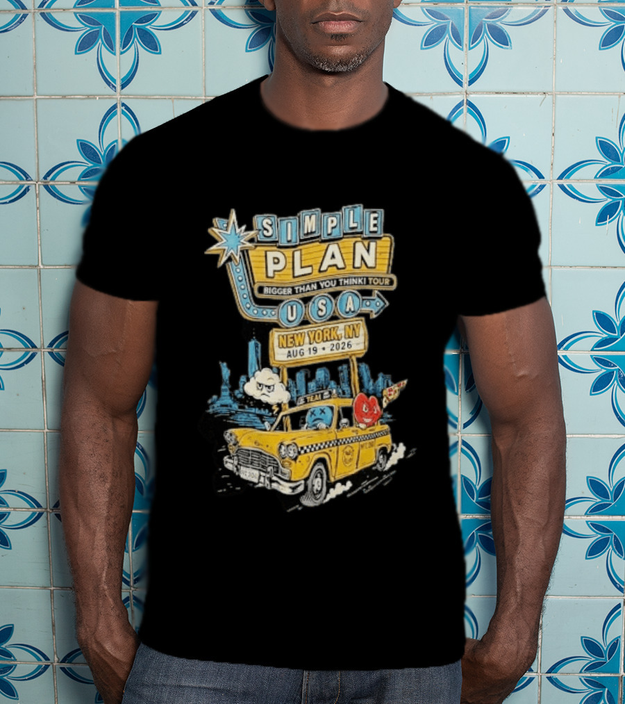 Simple Plan Bigger Than You Think Tour 2026 USA New York Event August 19 Capital One City Parks Foundation SummerStage Taxi T-Shirt