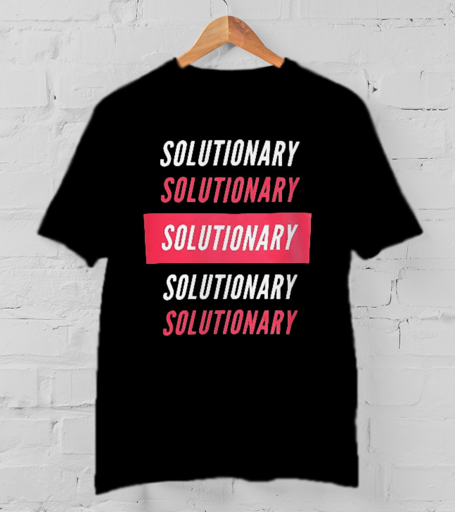 SOLUTIONARY Stacked Text Slanted Red Rectangle T-Shirt