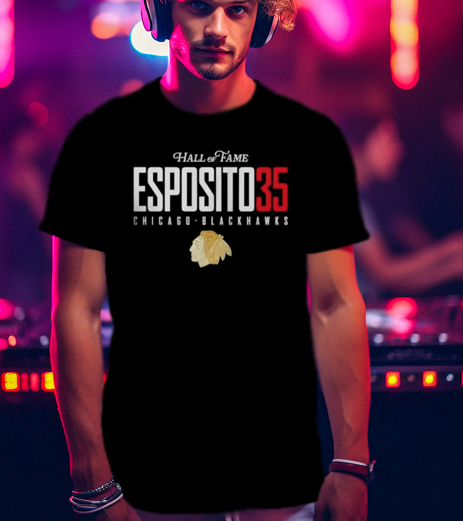 Hall Of Fame Esposito 35 Chicago Blackhawks T-Shirt