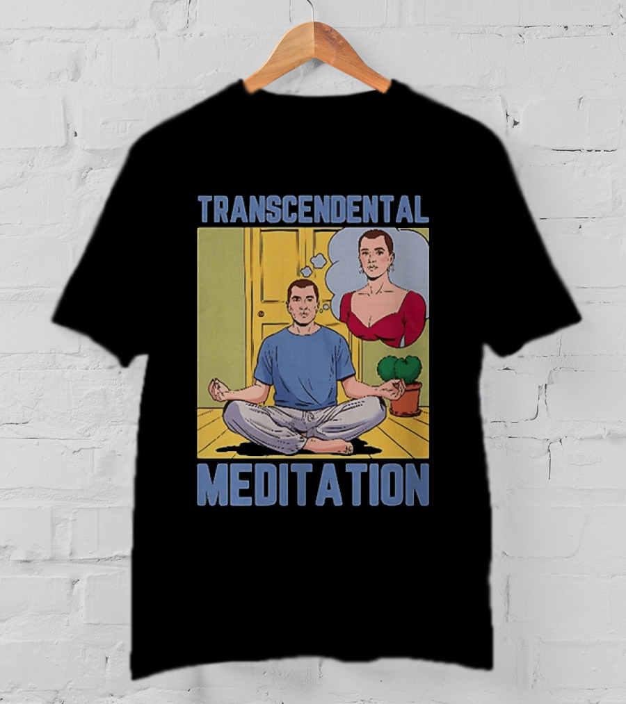 Transcendental Meditation Retro Comic Style Man Meditating Thought Bubble T-Shirt