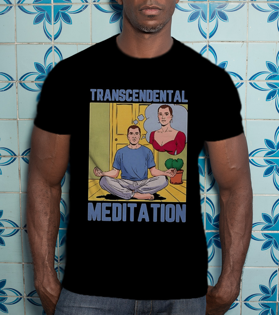 Transcendental Meditation Retro Comic Style Man Meditating Thought Bubble T-Shirt